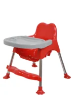 3 in 1 Spotty Baby Dining Chair with Footrest & extra tray, Red-Grey Combo - Image 11