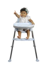 3 in 1 Spotty Baby Dining Chair with Footrest & extra tray, Light Blue-Grey Combo - Image 9