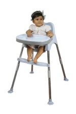 3 in 1 Spotty Baby Dining Chair with Footrest & extra tray, Light Blue-Grey Combo - Image 2