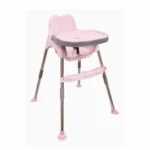 3 in 1 Spotty Baby Dining Chair with Footrest & extra tray, Pink-Grey Combo - Image 3