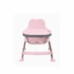 3 in 1 Spotty Baby Dining Chair with Footrest & extra tray, Pink-Grey Combo - Image 9