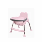 3 in 1 Spotty Baby Dining Chair with Footrest & extra tray, Pink-Grey Combo - Image 4