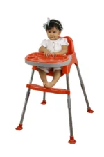 3 in 1 Spotty Baby Dining Chair with Footrest & extra tray, Red-Grey Combo - Image 3