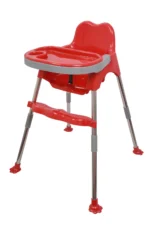 3 in 1 Spotty Baby Dining Chair with Footrest & extra tray, Red-Grey Combo - Image 4