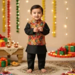 Printed Bundi and Kurta Set