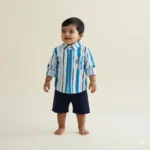 Baby Shark Striped Shirt and Shorts