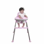 3 in 1 Spotty Baby Dining Chair with Footrest & extra tray, Pink-Grey Combo - Image 2