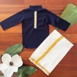 Golden Lined Kurta & Mundu - Image 2