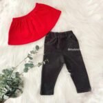 Off Shoulder Crop Top & Denim Jeans - Image 4