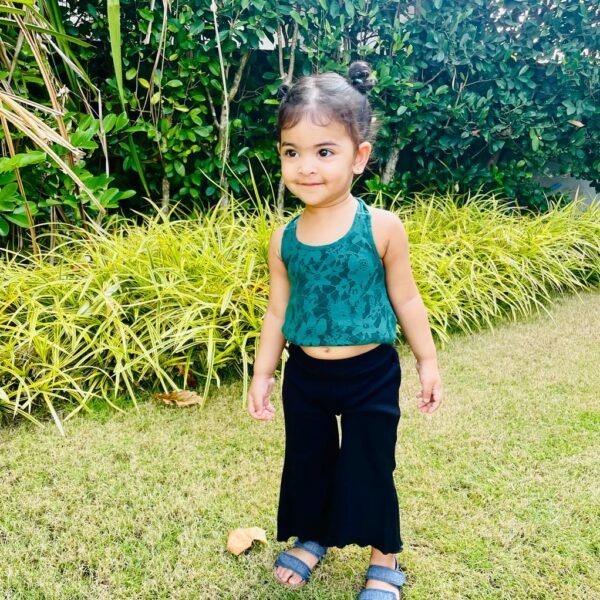 Back Tying Lace Crop Top & Flared Pants