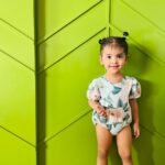 Printed Woven Puff Sleeve Onesie