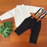 Mandarin Collared Shirt & Suspender Pants - Image 8