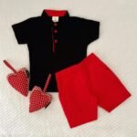 Waffle Mandarin Collared Tee & Twill Shorts - Image 3