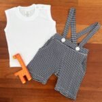 Sleeves Tee & Striped Suspender - Image 3
