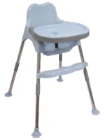 3 in 1 Spotty Baby Dining Chair with Footrest & extra tray, Light Blue-Grey Combo - Image 4
