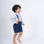 Printed Mandarin Full Sleeve Shirt and Shorts Suspender - Image 2