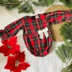 Tartan Bow Full Sleeve Onesie - Image 3