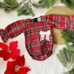 Tartan Bow Full Sleeve Onesie - Image 4