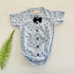 Printed Poplin Onesie with Bow - Image 3