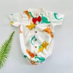 Printed Poplin Onesie with Bow - Image 4