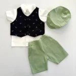 Denim Waistcoat Set with Cap - Image 6