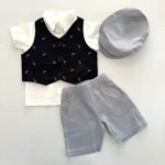 Denim Waistcoat Set with Cap - Image 3