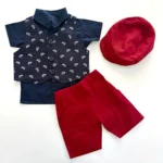 Denim Waistcoat Set with Cap - Image 4