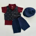 Denim Waistcoat Set with Cap - Image 2