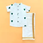 Khadi Hearts Embroidered Shirt and Velcro Mundu - Image 3