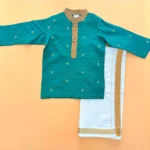 Dotted Slub Silk Kurta and Velcro Mundu - Image 5