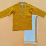 Dotted Slub Silk Kurta and Velcro Mundu - Image 4