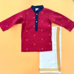 Dotted Slub Silk Kurta and Velcro Mundu - Image 3