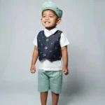 Denim Waistcoat Set with Cap - Image 7