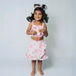 Printed Bow Top and Skirt Co Ord Set