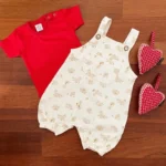 Printed Waffle Romper & Tee - Image 3