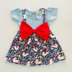 Printed Suspender Dress with Bow - Image 2