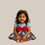 Printed Suspender Dress with Bow