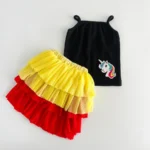 Unicorn Embroidered Ribbed Top and Layered Skirt - Image 3