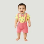 Jacquard Suspender with Printed Tee & Bow