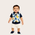 Printed Waistcoat & Twill Shorts