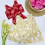 Chanderi Floral Top and Skirt - Image 3