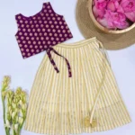 Back Tying Chanderi Top and Striped Kasavu Skirt - Image 6