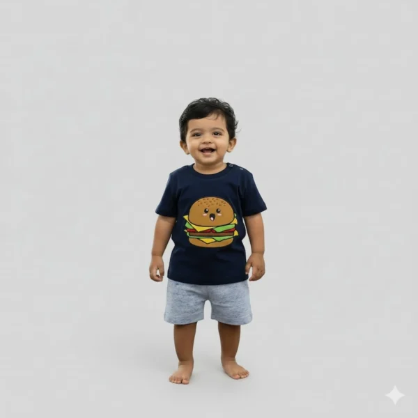 Burger Tee with Wobbly Eyes & Grindle Shorts