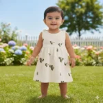 Printed Shoulder Button Dress