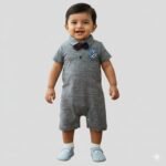 Denim Collared Onesie with Bow