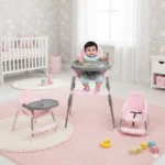 3 in 1 Bobo Pink Baby Dining Chair with Footrest and Tray - Image 13