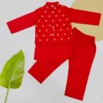 Butta Silk Bundi and Kurta Set - Image 3