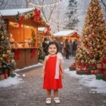 Pleated Dress with Star Print Organza Tie