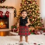 Bow Tying Top and Tartan  Skirt