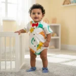 Printed Poplin Onesie with Bow